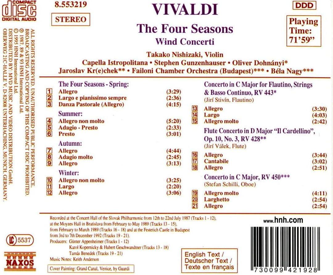 Vivaldi: Die vier Jahreszeiten / Blaskonzerte [Audio-CD]