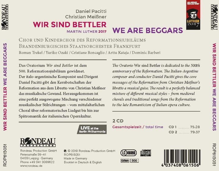 Pacitti:We Are Beggars [Verschiedenes] [Rondeau-Produktion: ROP615051] [Audio-CD]