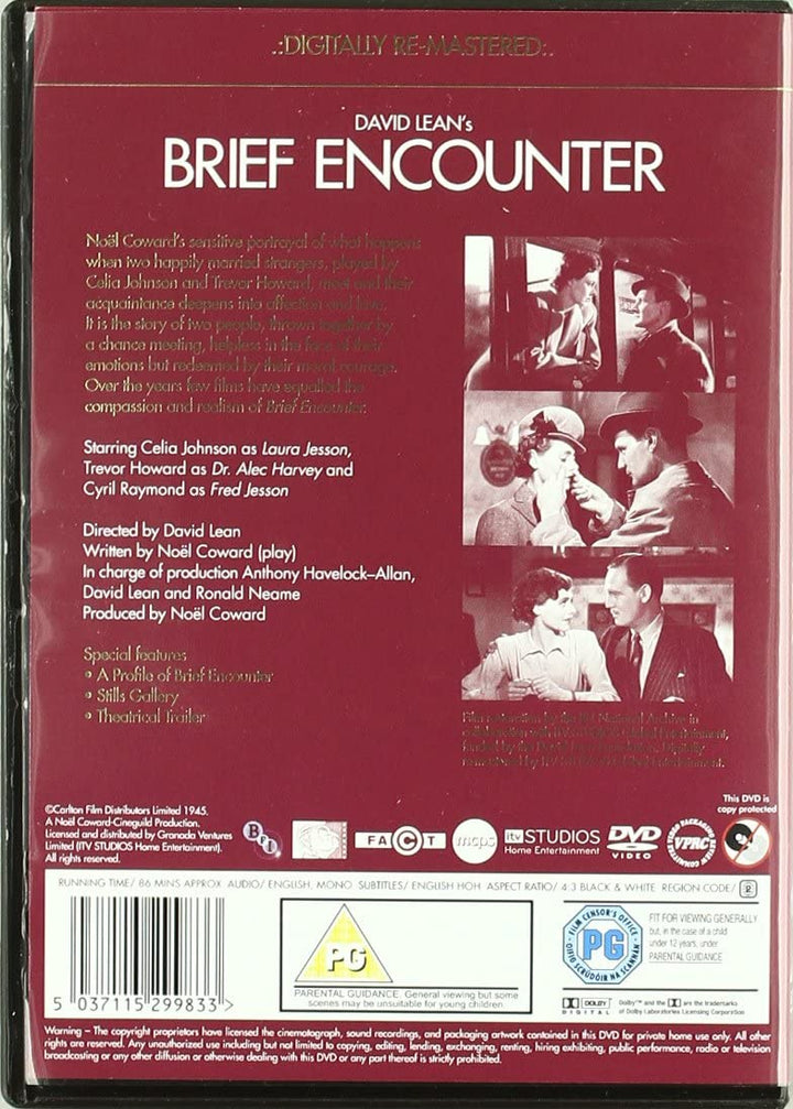 Brief Encounter [1945] – Liebesfilm/Drama [DVD]