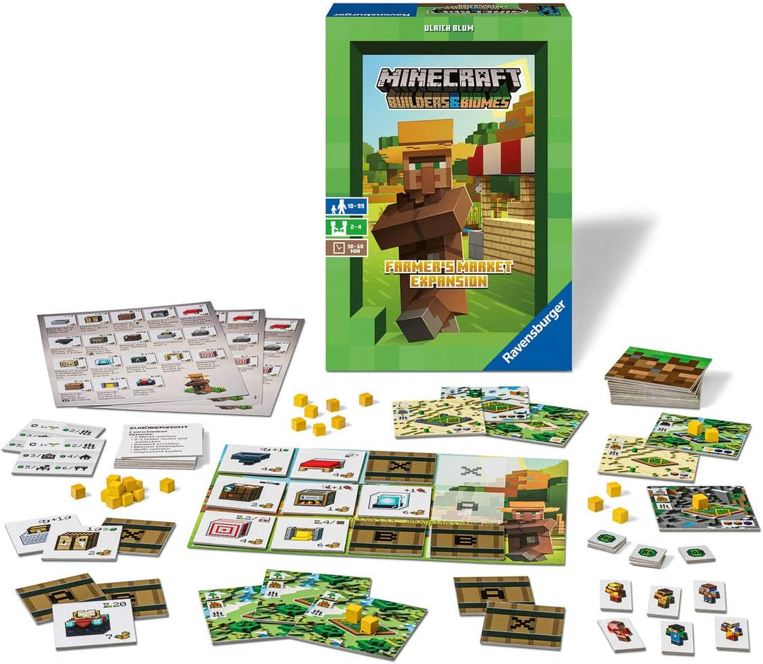 Ravensburger Minecraft Builders &amp; Biomes Farmer's Market Erweiterungspaket – Strategie-Brettspiel für Kinder ab 10 Jahren (Erweiterung)