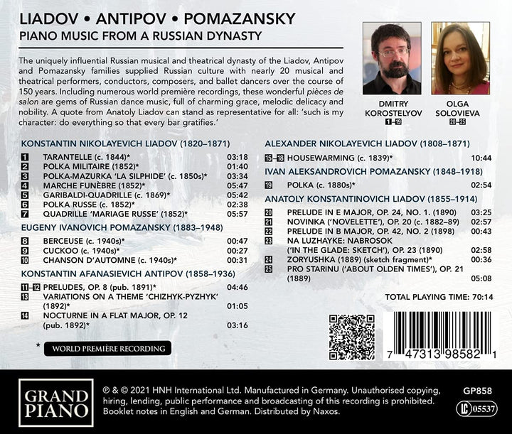 Russian Dynasty Piano Music [Dmitry Korostelyov; Olga Solovieva] [Grand Piano: GP858] [Audio CD]