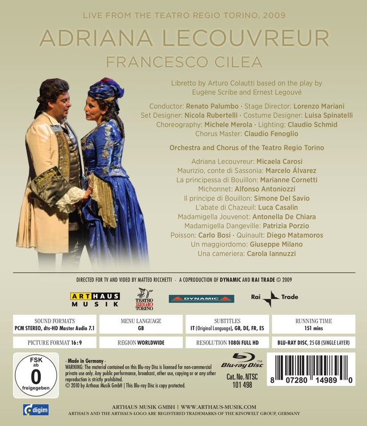 Adriana Lecouvreur, von Francesco Cilea (Tatro Regio di Torino 2008) [2010] – [Blu-Ray]