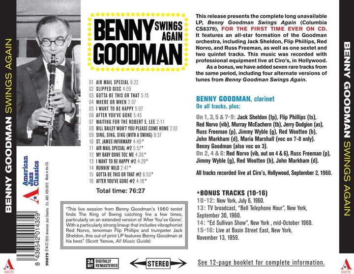 Benny Goodman – Benny Goodman Swings Again [Audio-CD]