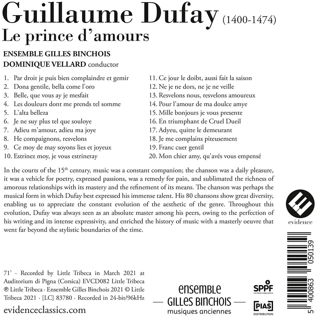 Ensemble Gilles Binchois - Dufay: Le Prince D'amours [Audio CD]