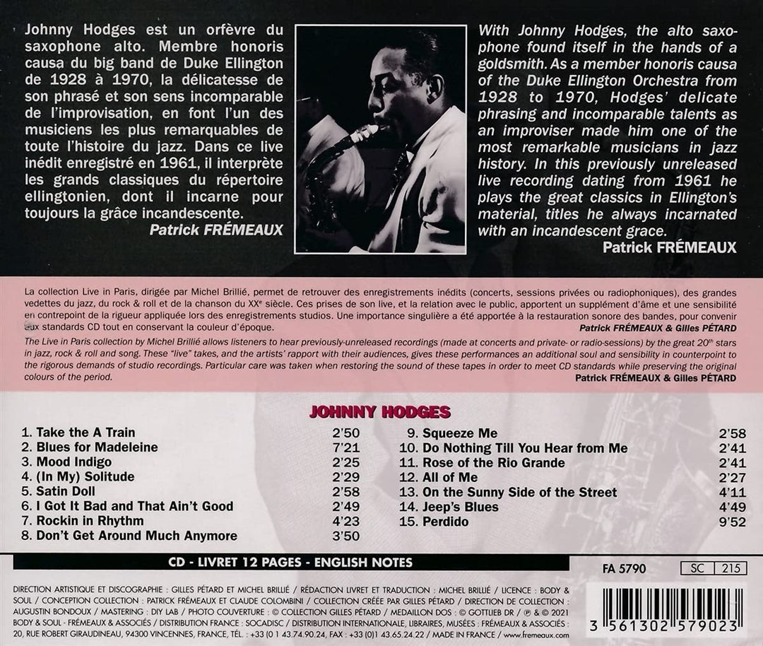 Johnny Hodges – HODGES LIVE IN PARIS [Audio-CD]