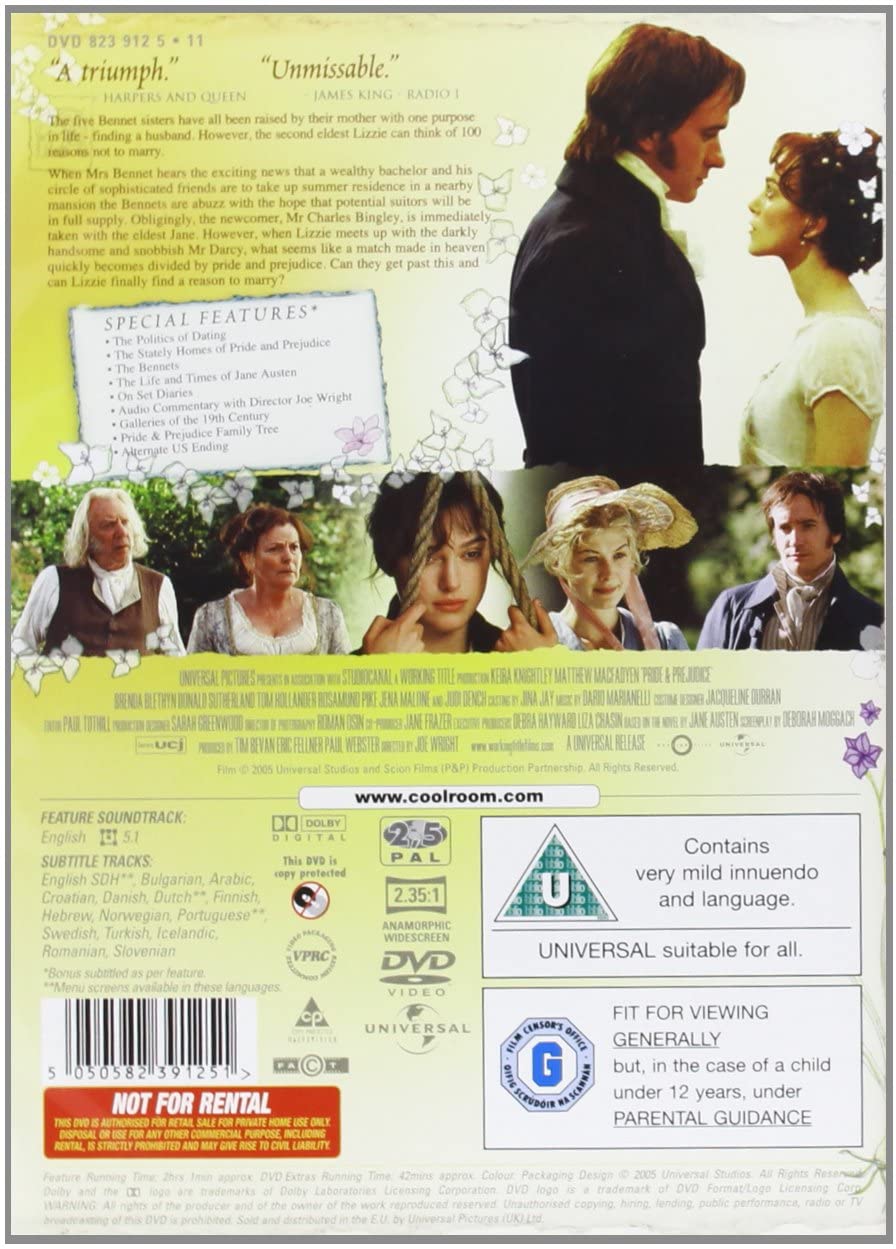 Stolz und Vorurteil – 2005 – Liebesfilm/Drama [DVD]