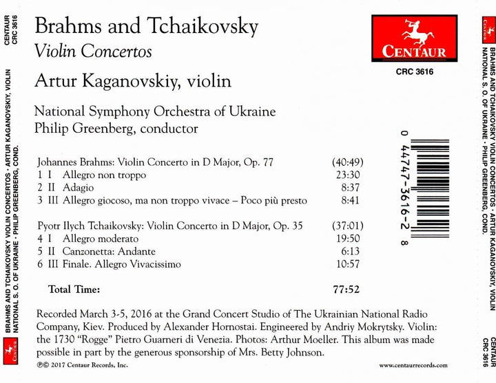 Brahms and Tchaikovsky: Violin Concertos [Audio CD]