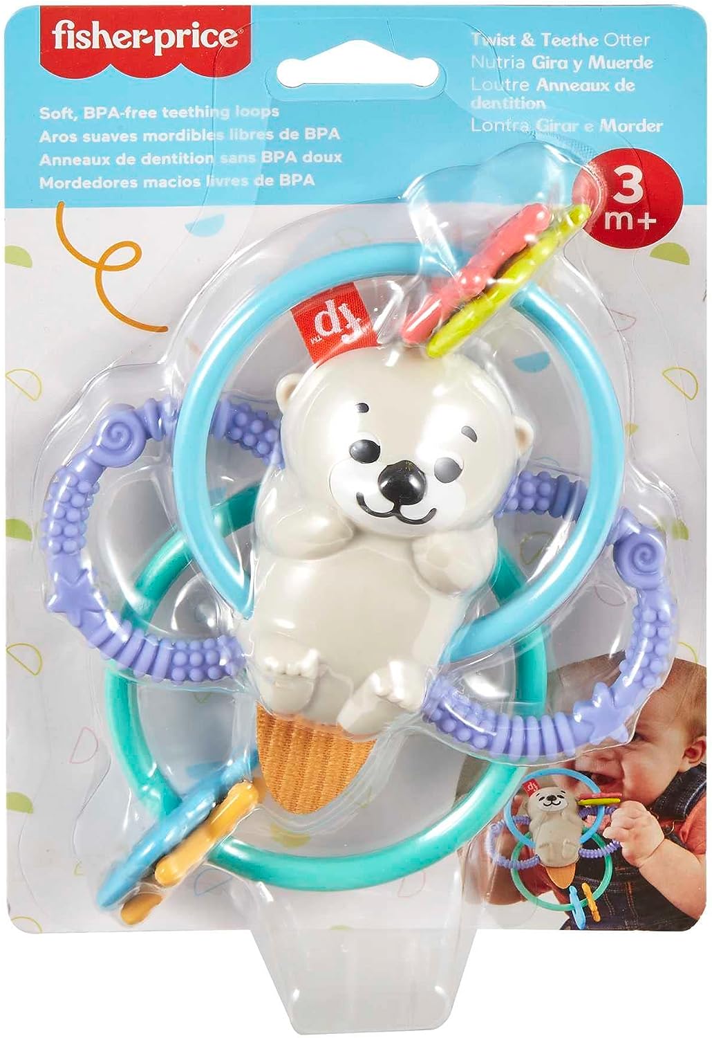 ?Fisher-Price Babyrassel und BPA-freies Beißspielzeug mit flexiblen Ringen für Neugeborene