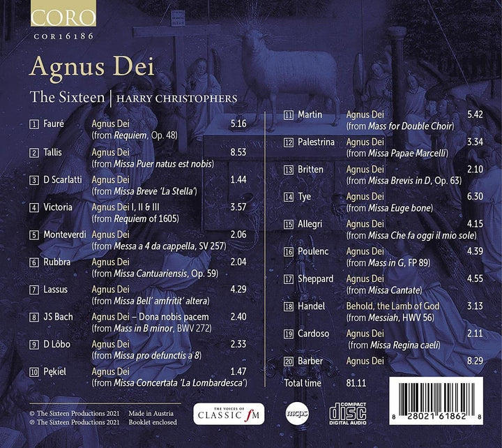 Die Sechzehn – Agnus Dei [Die Sechzehn; Harry Christophers] [Coro: COR16186] [Audio CD]