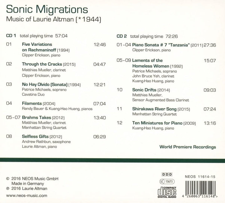 Sonic Migrations: Musik von Laurie Altman [Audio-CD]