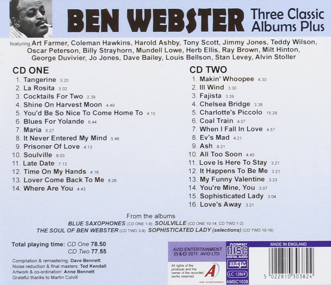 Three Classic Albums Plus [Blue Saxophones / Soulville / The Soul Of Ben Webster] - Ben Webster [Audio CD]