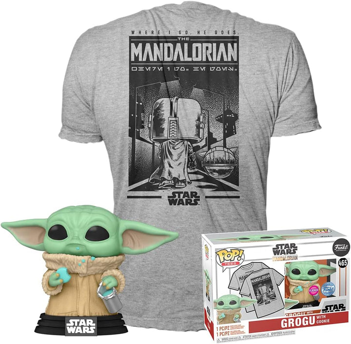 Funko POP &amp; TEE: Mando – Grogu mit Keks – XL