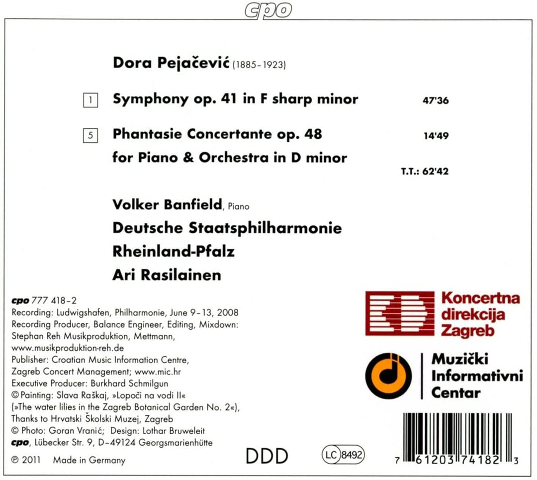 Pejacevic: Sinfonie Op. 41 In fis-Moll/Phantasie Concertante [Audio CD]