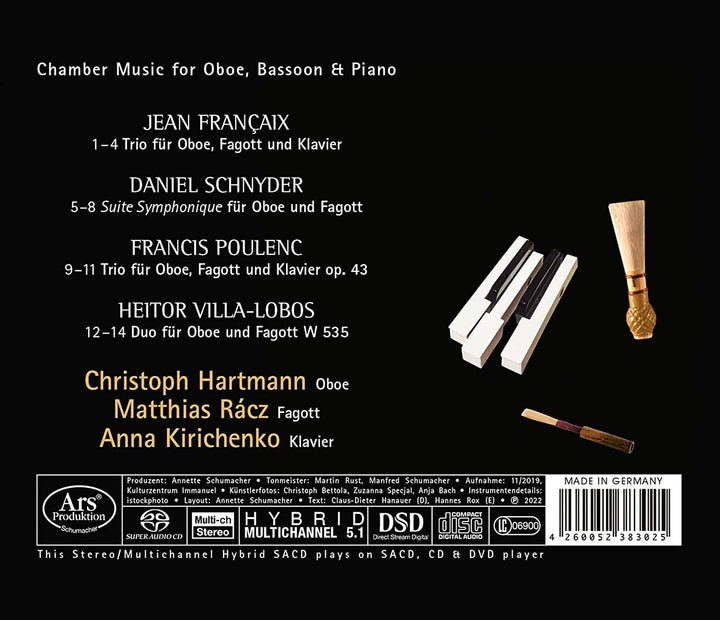 Christoph Hartmann; Matthias Racz; Anna Kirichenko - Chamber Music For Oboe, Bassoon And Piano [Audio CD]