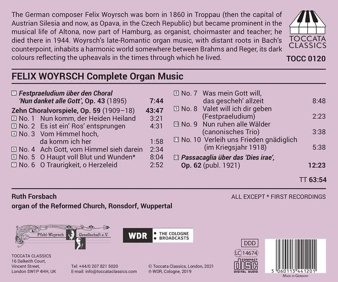 Woyrsch: Orgelmusik [Ruth Forsbach] [Toccata Classics: TOCC 0120] [Audio CD]