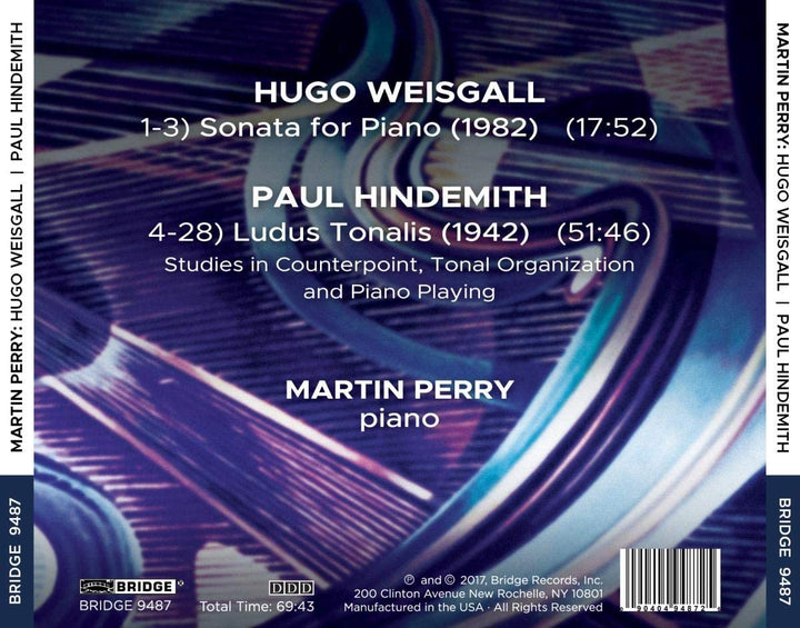 Martin Perry – Hugo Weisgall: Klaviersonate; Paul Hindemith: Ludus Tonalis [Martin Perry] [Bridge Records: BRIDGE 9487] [Audio CD]