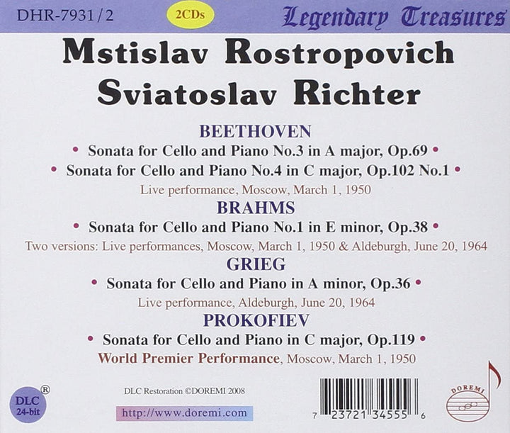 Sonaten für Cello und Klavier (2CD) [Audio-CD]