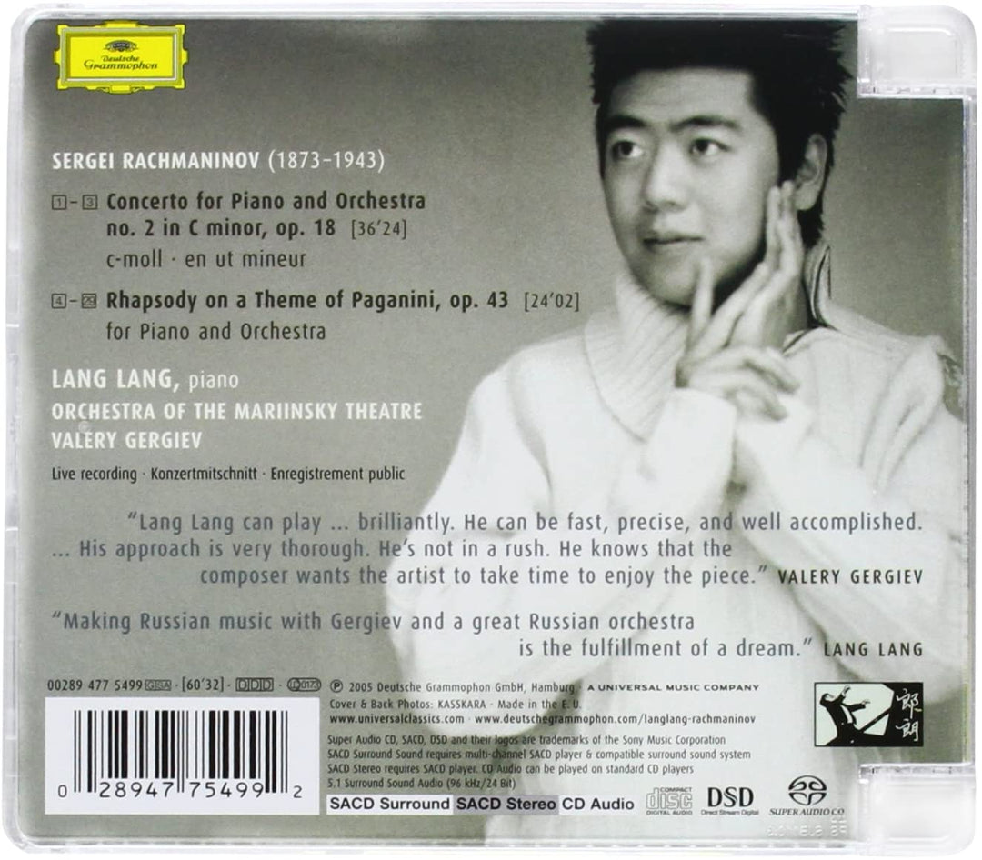 Rachmaninov: Piano Concerto No.2; Rhapsody on a Theme of Paganini - Lang Lang Orchestra of the Mariinsky Theatre Valery Gergiev [Audio CD]
