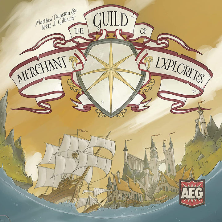 Das Brettspiel „Guild of Merchant Explorers“, „Erkunde die Welt, erstelle ein neues Set“.