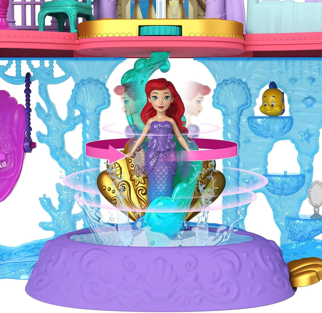 Disney Princess Toys, Stapelbares Puppenhaus „Ariel Castle“ mit kleiner Puppe, 1 Freund