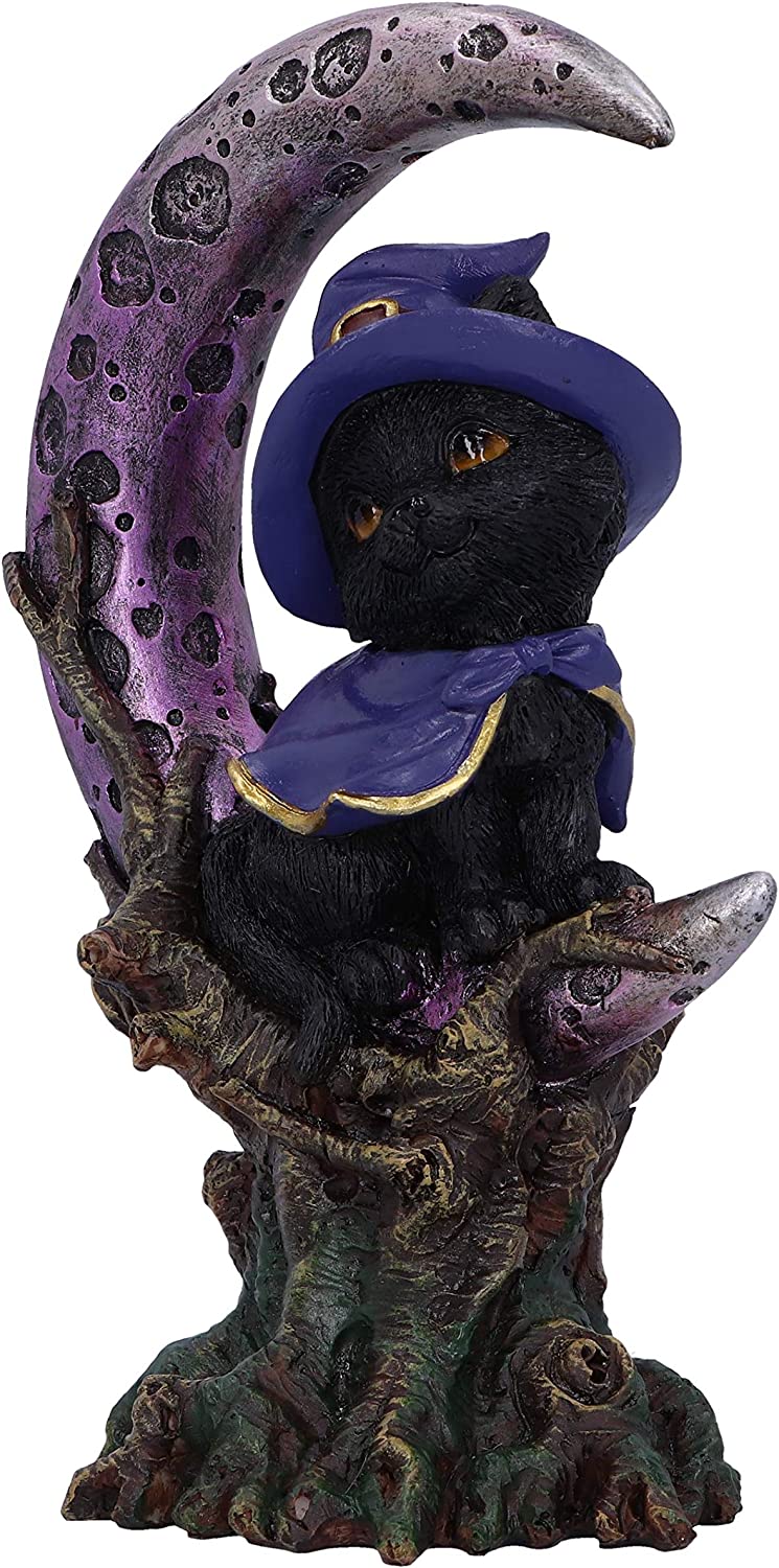 Nemesis Now Grimalkin Witches Familiar Figur, schwarze Katze und Halbmond, 18.