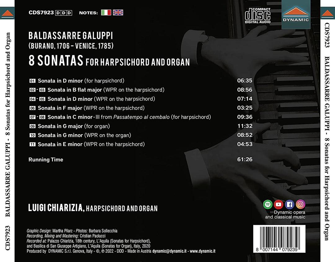 Galuppi: 8 Sonatas [Luigi Chiarizia] [Dynamic: CDS7923] [Audio CD]