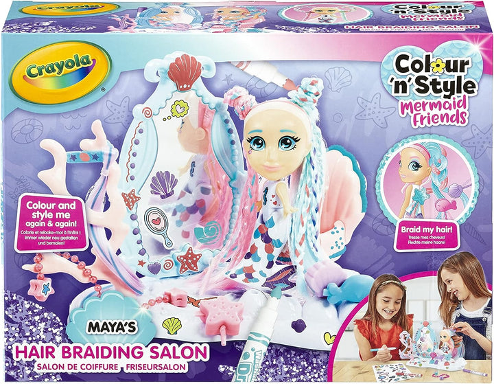 CRAYOLA Color 'n' Style Mermaid Friends: Haarflechtsalon-Spielset | Farbe &amp;