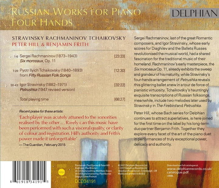 Russische Werke für Klavier zu vier Händen: Strawinsky; Rachmaninow; Tschaikowsky - Peter Hill &amp; Benjamin Frith [Audio CD]