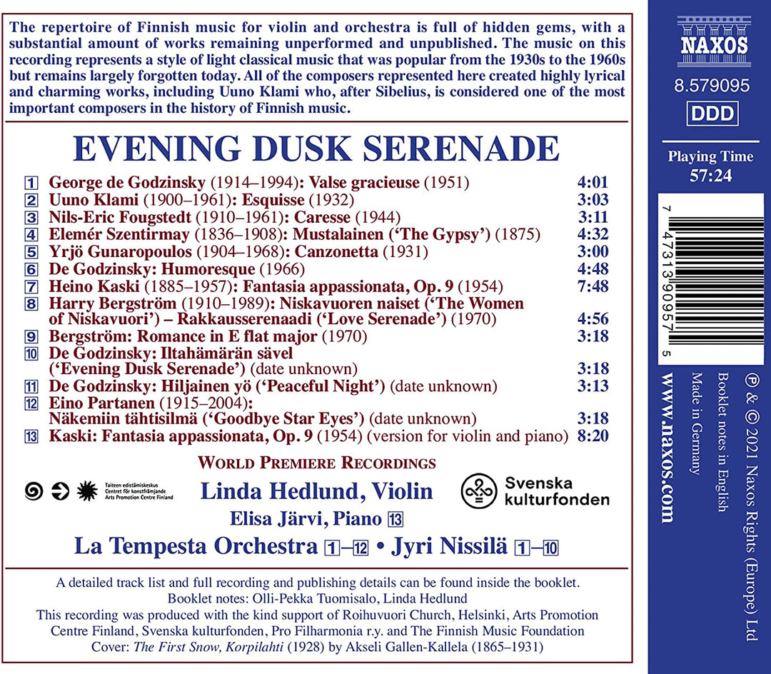 Bergstrom: Evening Dusk [Linda Hedlund; Elisa Järvi; La Tempesta Orchestra; Jyri Nissilä] [Naxos : 8579095] [Audio CD]