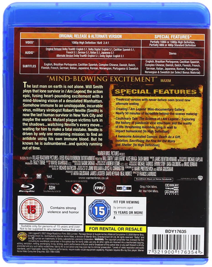 I Am Legend [2007] [Region Free] – Science-Fiction/Horror [Blu-Ray]