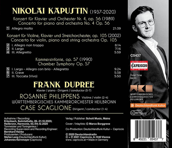 Kapustin: Klavierkonzert Nr. 4 [Frank Dupree; Rosanne Philippens; Meinhard Jenne; Württembergisches Kammerorchester; Case Scaglione] [Capriccio: C5437] [Audio CD]