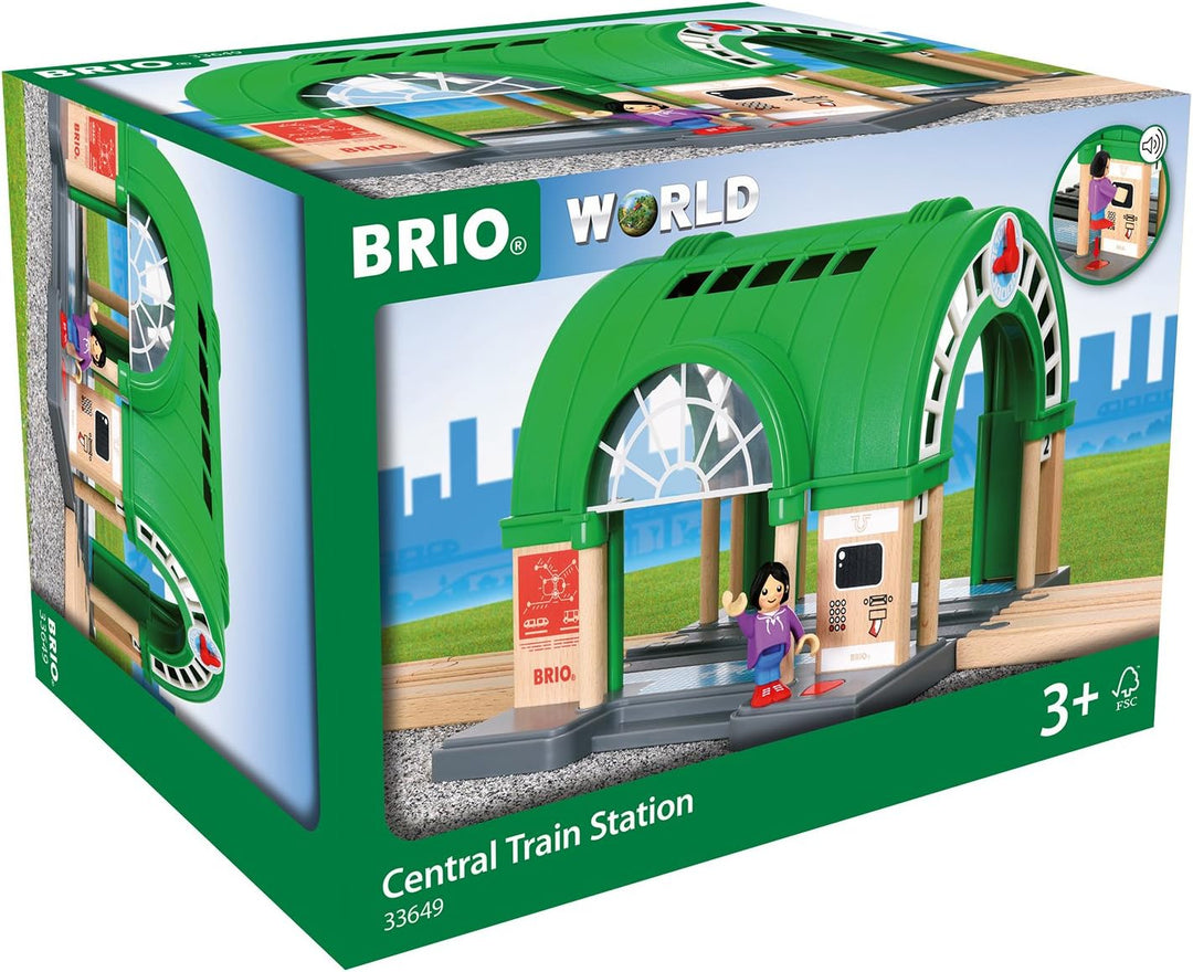 BRIO World Hauptbahnhof für Kinder ab 3 Jahren – kompatibel mit allen BRIO Eisenbahnsets und Zubehör