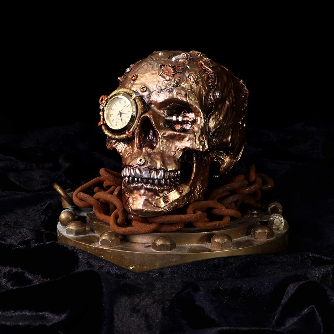 Nemesis Now Scrapped Skull Steampunk-Skelettfigur, Bronze, 19 cm