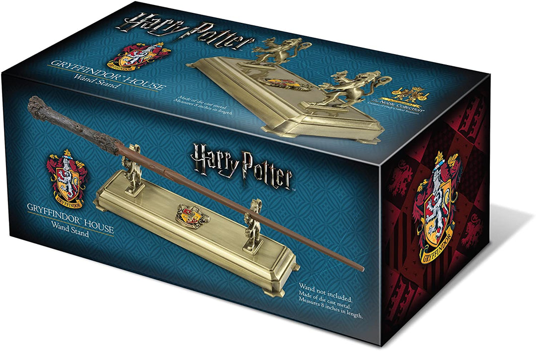 The Noble Collection Harry Potter Gryffindor Wand Stand - 8in (20cm) Gold-Coloured Individual Wand Stand - Harry Potter Film Set Movie Props Wands - Gifts for Family, Friends & Harry Potter Fans