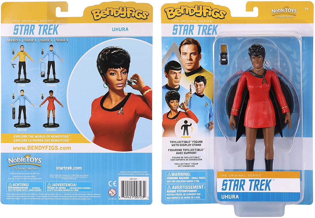 The Noble Collection Star Trek Bendyfigs Uhura - 7.5in (19cm) Noble Toys Bendable Figure Posable Collectible Doll Figures With Stand