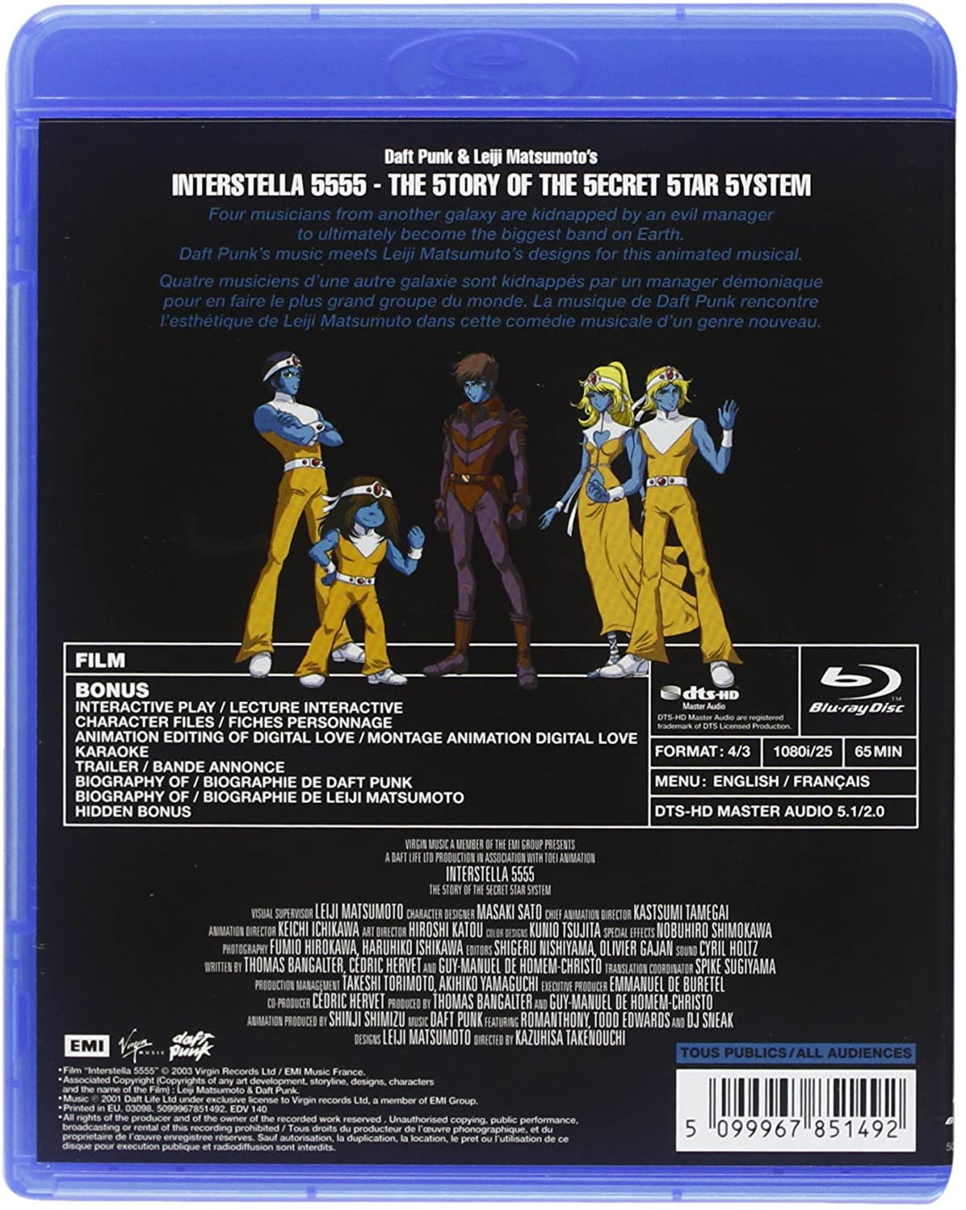 Daft Punk &amp; Leiji Matsumoto's Interstella 5555: The 5tory of the 5ecret 5tar 5ystem [2011] – [Blu-Ray]