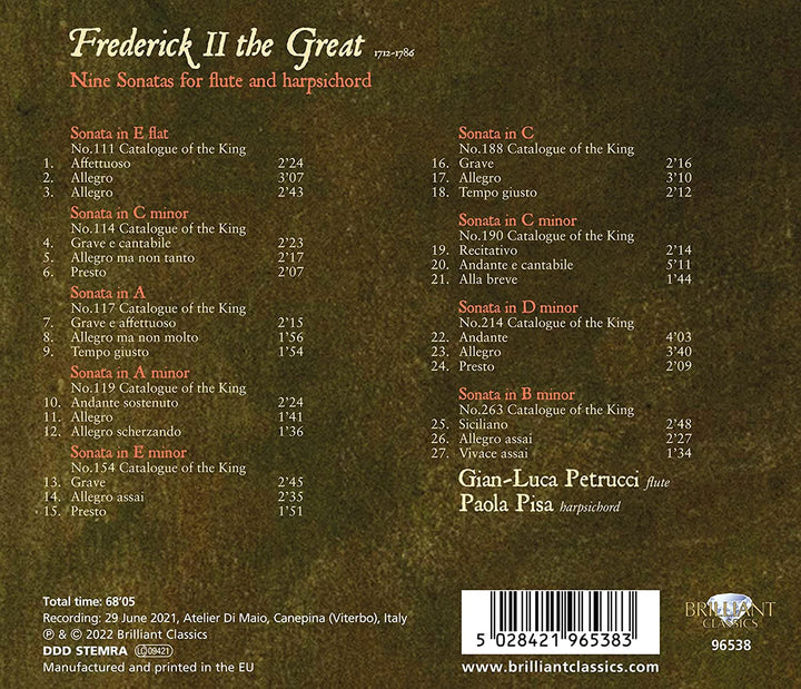 Friedrich der Große: Neun Sonaten für Flöte und Cembalo [Audio-CD]