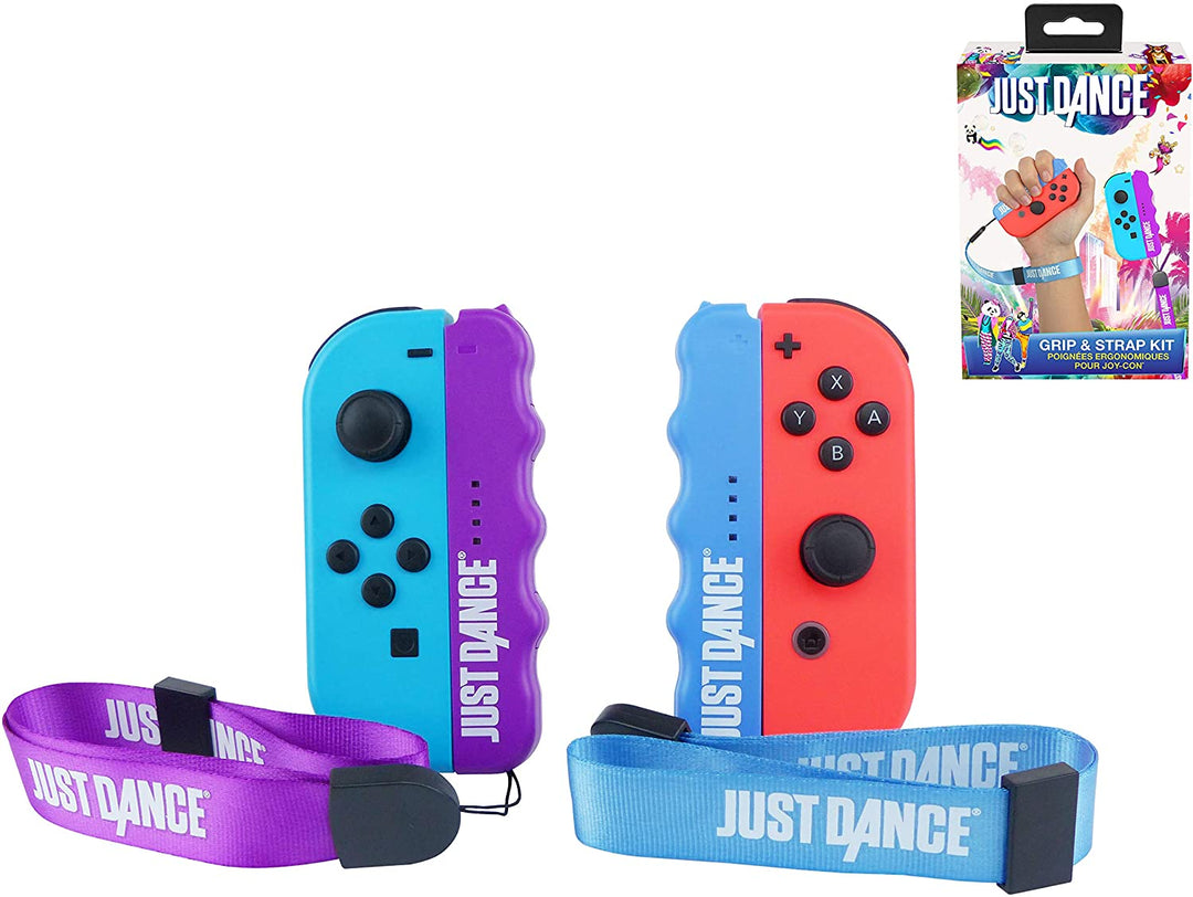 Just Dance 2019 – Griff- und Riemenpaket – ergonomische Komfortgriffe mit Riemen für Nintendo Switch JoyCon Controller – Blau und Lila