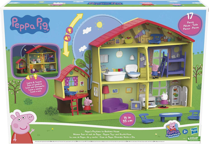 Peppa Pig Peppa's Adventures Peppa's Playtime to Bedtime House, Vorschulspielzeug, Sprache, Licht und Geräusche, ab 3 Jahren