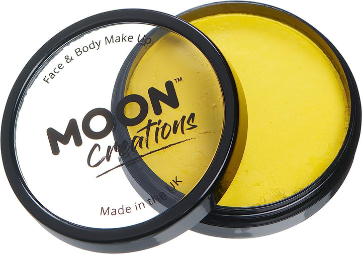 Pro Face &amp; Body Paint Cake Pots von Moon Creations – Leuchtendes Gelb – Professionelles Gesichtsfarben-Make-up auf Wasserbasis für Erwachsene und Kinder – 36 g