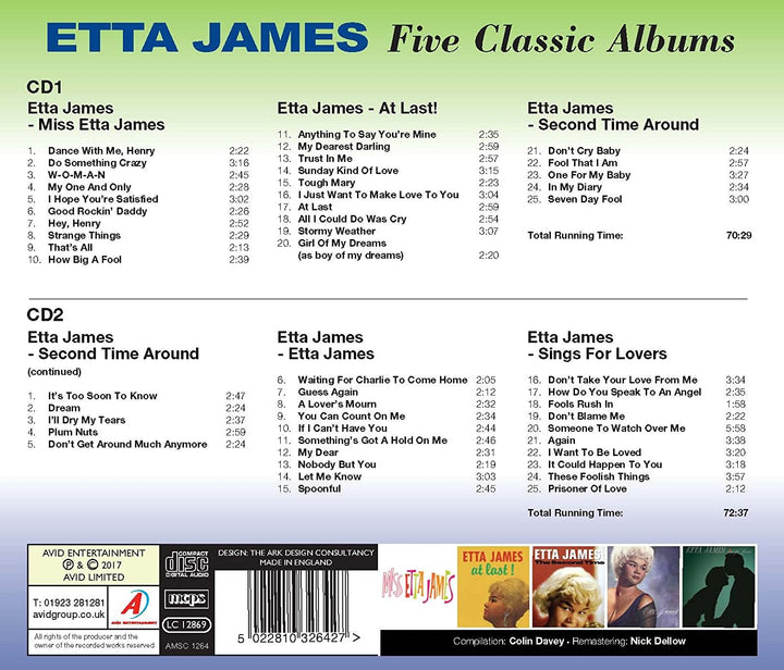 Five Classic Albums (Miss Etta James / At Last! / Second Time Around / Etta James / Sings For Lovers) - Etta James [Audio CD]