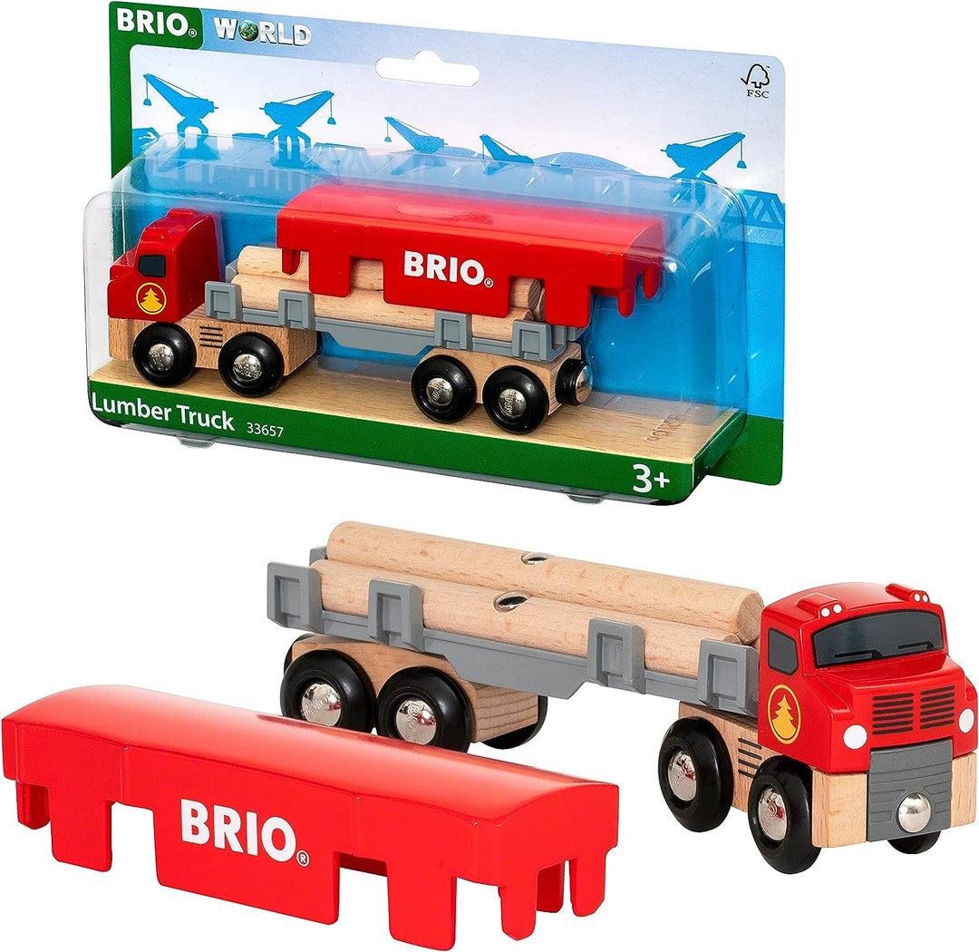 BRIO World Lumber Truck für Kinder ab 3 Jahren – kompatibel mit allen BRIO Eisenbahnsets und Zubehör