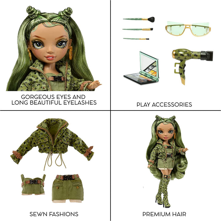 Rainbow High Fashion Doll – OLIVIA WOODS – Camo Green Doll – Modisches Outfit