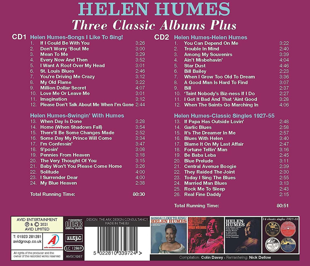 Helen Humes – Three Classic Albums Plus (Songs I Like To Sing! / Swingin' With Humes / Helen Humes) [Audio-CD]