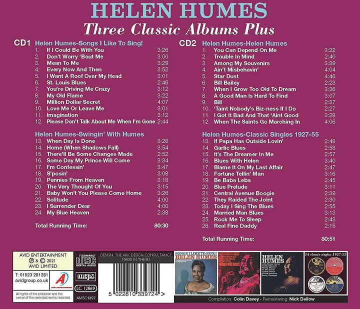 Helen Humes - Three Classic Albums Plus (Songs I Like To Sing! / Swingin’ With Humes / Helen Humes) [Audio CD]