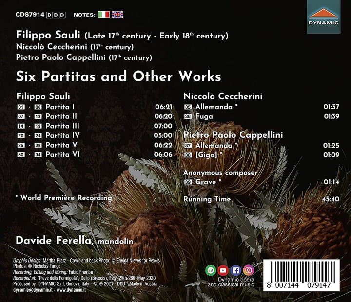 Sechs Partiten und andere Werke [Davide Ferella] [Dynamic S7914] [Audio CD]