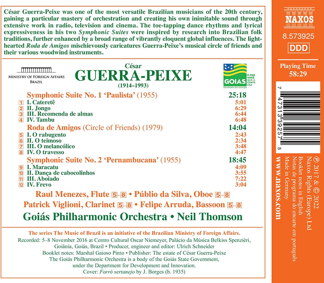 Guerrapeixe: Symphonische Suiten [Goiás Philharmonic Orchestra; Neil Thomson] [Naxos: 8573925] [Audio CD]