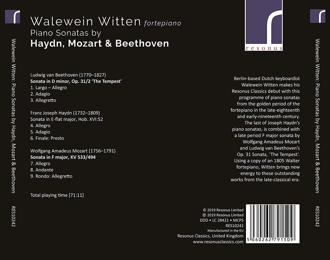 Piano Sonatas [Walewein Witten] [Resonus Classics: RES10242] [Audio CD]