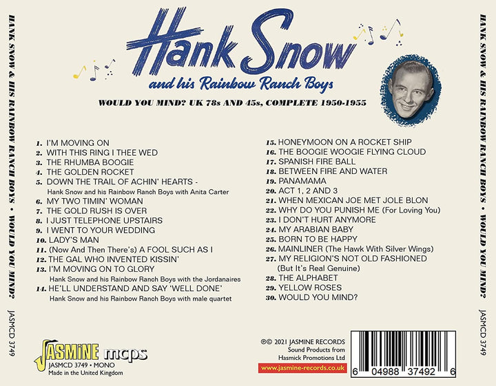 Hank Snow And His Rainbow Ranch Boys - Would You Mind? UK 78s & 45s, Complete 1950-1955 [Audio CD]