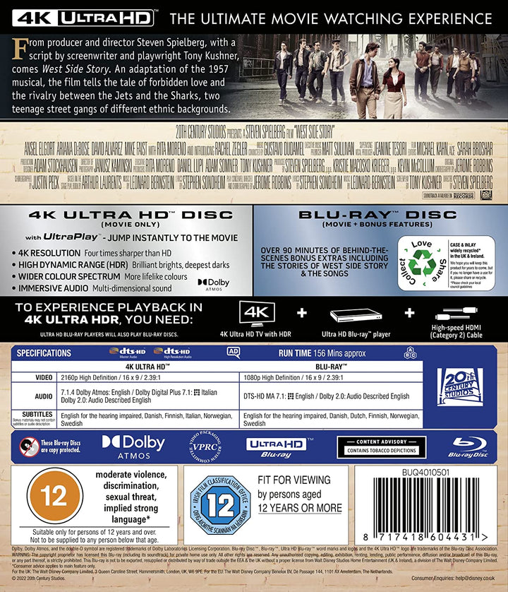 West Side Story 4K UHD [2022] [Region Free] [Blu-ray]